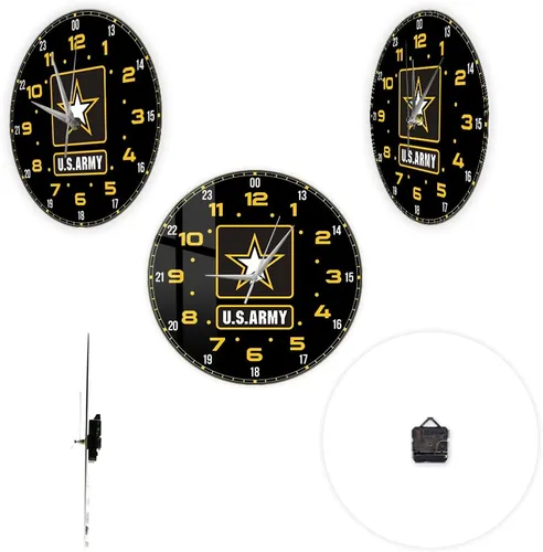 Vista 9 de Reloj de pared de 15 pulgadas, reloj de pared de 24 horas del ejército estadounidense, movimiento silencioso vintage, funciona con pilas, reloj