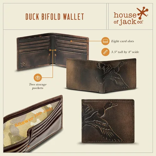 Vista 2 de HoJ Co. DUCK - Cartera plegable para hombre Cartera para hombre deportista al aire libre Cuero de grano completo pulido a mano Cartera delgada
