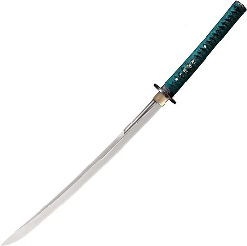 Vista 6 de Cold Steel - Espada japonesa de samurái libélula, de acero al carbono 1060, piel de raya, wakazashi