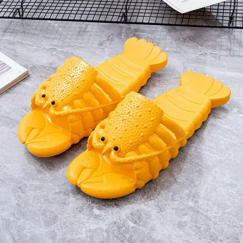Vista 2 de Kvikci Pantuflas de langosta, unisex de verano, divertidas sandalias de lubina, sandalias de langosta para parejas, zapatos de baño