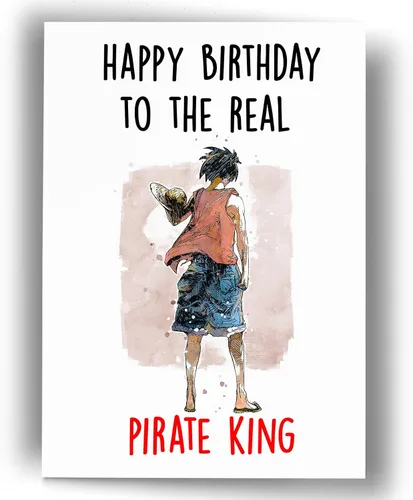 Vista 2 de Tarjeta de cumpleaños The Real Pirate King Tarjeta de felicitación de anime Regalos de anime Regalo de cumpleaños para fanáticos del anime