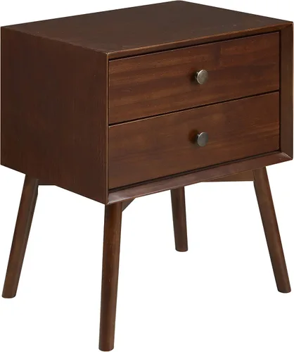 Vista 10 de Walker Edison Mesita de noche de madera moderna de mediados de siglo, cajón de almacenamiento y estante mesita de noche, 1 paquete, caramelo