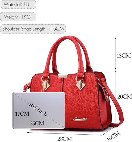 Vista 4 de FANDARE Elegante bolso de mujer Bolsos de hombro Mochilas Bolsa de viaje Bolso de mensajero Bolso de mensajero Bolsa impermeable de cuero PU, Vino