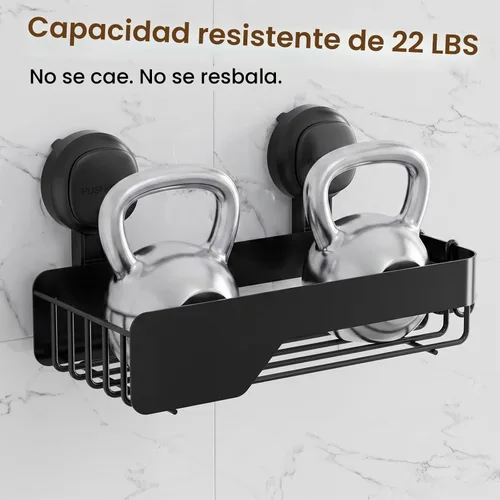 Vista 4 de LEVERLOC Shower Caddy - Ventosa de seguridad visual, estantes para ducha Negro