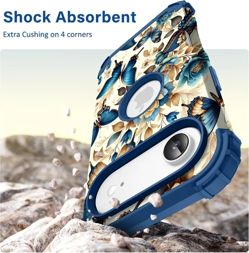 Vista 2 de Hocase Funda para iPhone Air de 6.5 pulgadas, resistente a prueba de golpes, goma de silicona suave, parachoques de plástico duro, funda protectora