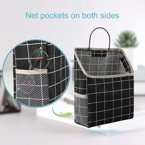 Vista 3 de Surblue Bolsa de almacenamiento para colgar en la pared con gancho adhesivo, almacenamiento colgante de armario para bolsillo, bolsa organizadora