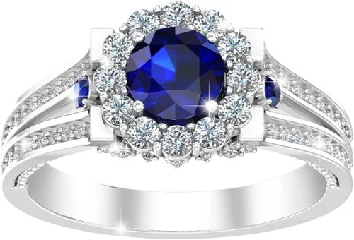 Vista 4 de Anillo de compromiso para mujer con piedras preciosas de platino