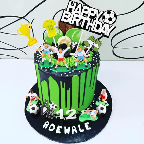 Vista 5 de 19 piezas de decoración de pastel de fútbol – decoración temática de jugador de fútbol para fiesta de fútbol, suministros de fiesta de cumpleaños