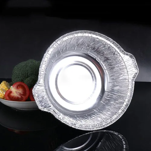 Vista 9 de Yardwe Sartenes redondos de papel de aluminio con tapas, 5 latas de aluminio desechables, contenedor de alimentos, moldes de papel de aluminio