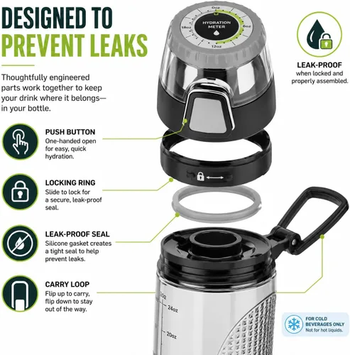 Vista 7 de Thermos Tritan - Botella de hidratación con medidor, 24 onzas, humo (HP4100SMTRI6)