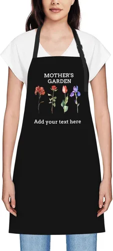 Vista 59 de Delantales personalizados para mujer, diseño de delantal de chef ajustable con nombre, textos, fotos, flores, regalos para el día de la madre