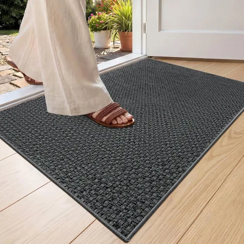 Vista 24 de Color&Geometry - Tapete para puerta delantera de 26 x 47 pulgadas, atrapador de suciedad con parte trasera de goma ultra antideslizante, perfil Caqui