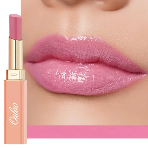Vista 24 de Oulac Lápiz Labial Rosa Hidratante con Brillo - Lápiz Labial Hidratante Bálsamo Labial Tintado Brillante, Acabado Brillante Transparente Jugoso