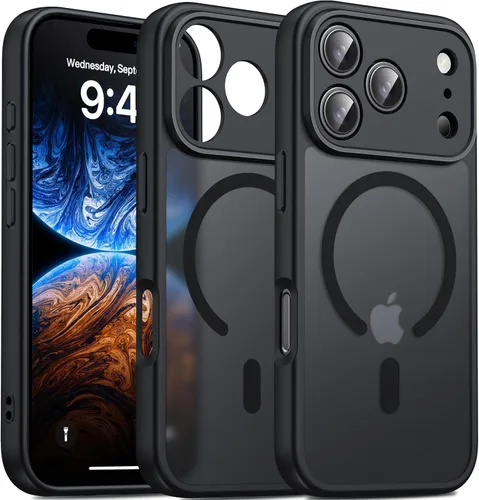 Vista 114 de Oterkin Funda magnética para Samsung Galaxy A17 mate, funda de teléfono A17 compatible con MagSafe esmerilada, translúcida, a prueba de golpes Negro