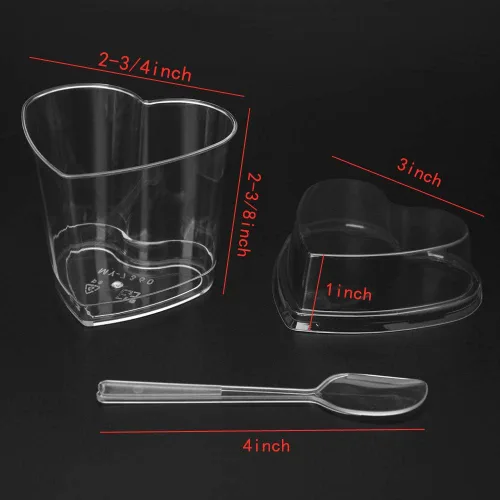 Vista 2 de Mini vasos de postre de 4 onzas, vasos de muestra de sabor transparente, 25 piezas reutilizables de plástico para postres + tapa + cuchara