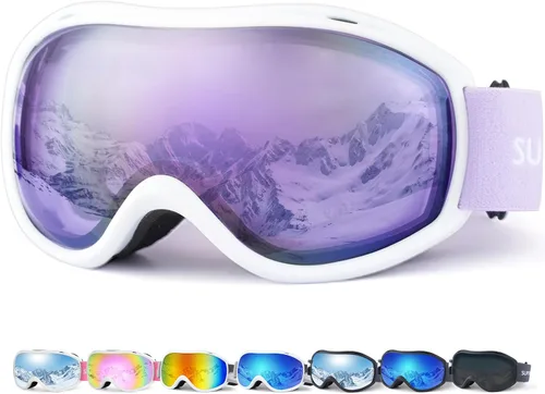 Vista 9 de Supertrip Gafas de esquí para hombres y mujeres, antivaho para nieve, protección UV, gafas de snowboard para adultos y jóvenes