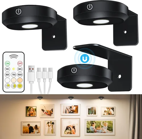 Vista 8 de WILLED Luces de Imagen para Pared, Luces de Marco Recargables con Batería Operadas de 1200mAh, Luces de Disco con Control Remoto, Iluminación
