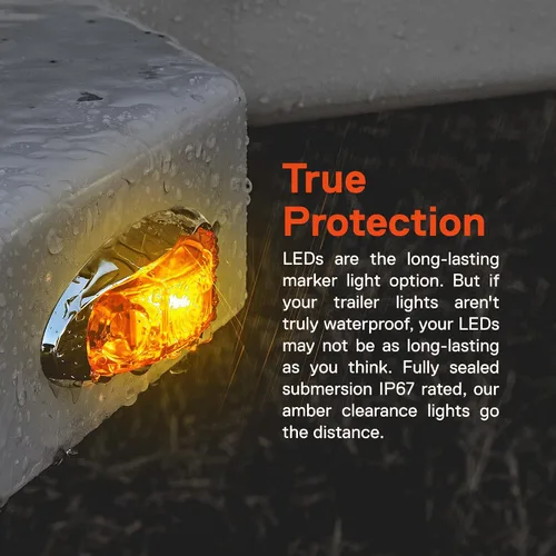 Vista 5 de TRUE MODS Luz de marcador LED de 2.5" ámbar para remolque con bisel cromado [DOT FMVSS 108] [SAE P2] [montaje superficial] [impermeable IP67] Luces