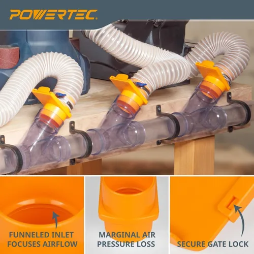 Vista 2 de POWERTEC 70294 - Puerta de ráfaga integrada de 2-1/2 pulgadas, resistente a obstrucciones, ajuste de plástico ABS cónico antihuecos para sistemas