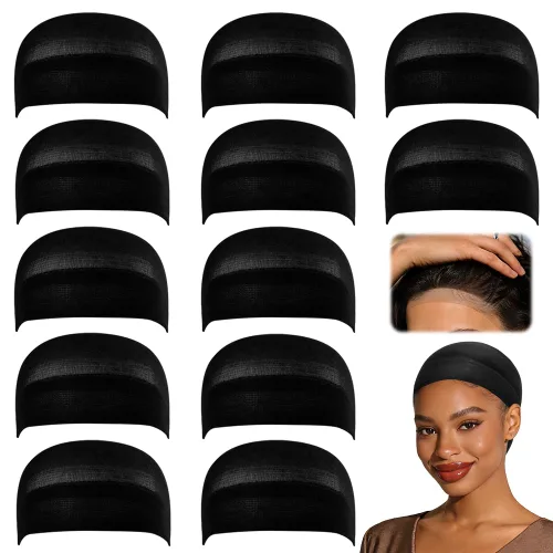 Vista 12 de Dreamlover Gorros de Peluca de Media Beige para Mujeres, 12 Piezas
