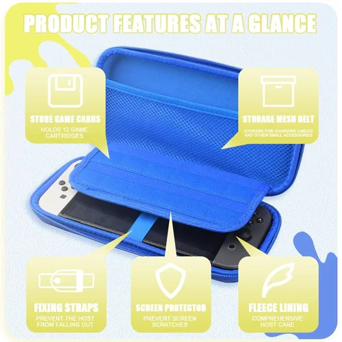 Vista 6 de Switch Case Compatible with Nintendo Switch(Splatoon 3),Switch Case Cover with Screen Protector,Playstand, Thumb Grip Caps for Nintendo Switch