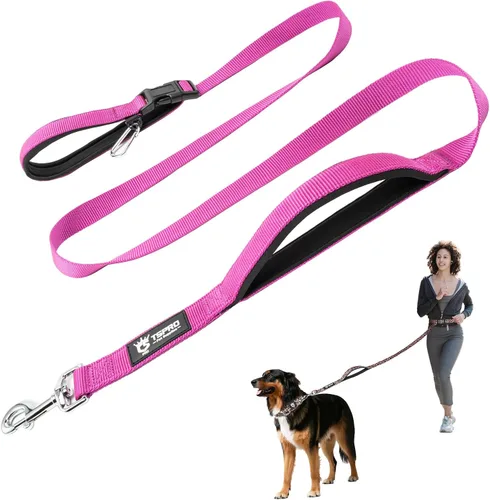 Vista 21 de TSPRO Correa táctica para perro, manos libres, resistente, ajustable, con mango acolchado y cierre de seguridad de metal para caminar, correr Azul