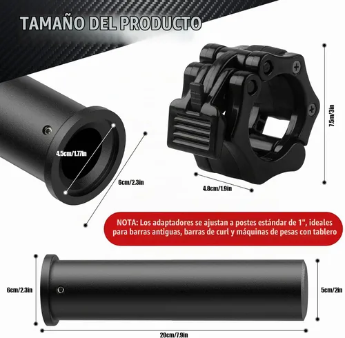 Vista 3 de NewBEP 2 fundas de adaptador olímpico de 7.8 pulgadas con abrazaderas de barra olímpica de 2 pulgadas, convierte postes de placa de peso estándar