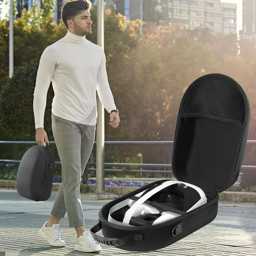 Vista 5 de Funda rígida compatible con Meta Quest 3 versión VR Gaming Headset y controladores táctiles, accesorios Travel VR Quest 3, adecuado para viajes