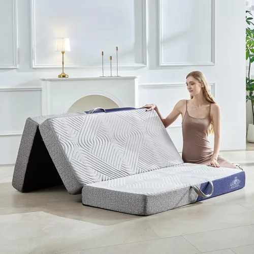 Vista 10 de Colchón plegable refrescante, colchón de espuma viscoelástica de 4 pulgadas con efecto transpirable en frío, colchón triple para cama Murphy, cama