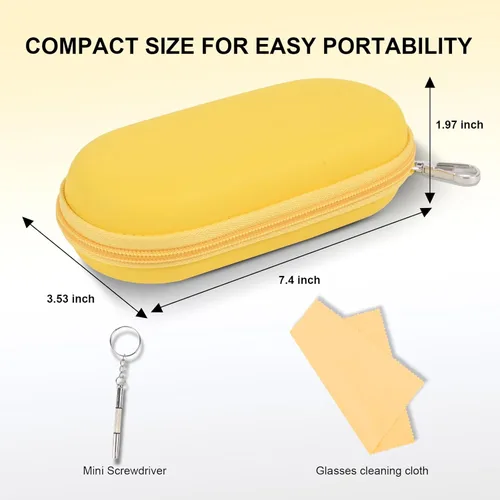 Vista 5 de Double Glasses Case,Dual Eyeglasses & Sunglasses Organizer with Clip Zipper Closure for Travel 2 Pairs Storage Box