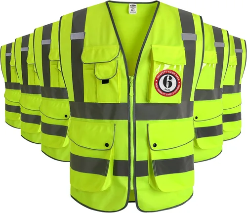 Vista 38 de JKSafety Chaleco de seguridad frontal con cremallera de alta visibilidad Clase 2 de 9 bolsillos con tiras reflectantes, cumple con las normas