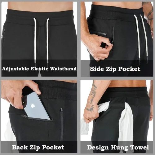 Vista 2 de AOTORR Pantalones deportivos de entrenamiento para hombre, pantalones deportivos para correr, pantalones deportivos casuales con bolsillos