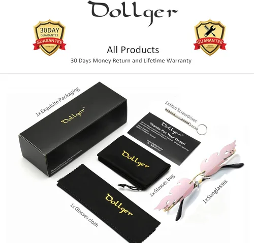 Vista 6 de Dollger Rimless Frame Sunglasses for Women Men Trendy Fire Sunglasses UV400 Protection