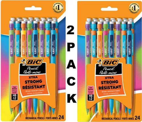 Vista 2 de BIC Lápiz mecánico Xtra-Strong, barril colorido, punta gruesa (0.035 in), 24 unidades, paquete de 2