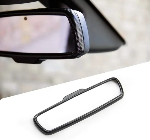 Vista 3 de Crosselec Cubierta del marco del espejo retrovisor de fibra de carbono para Dodge Charger 2015+