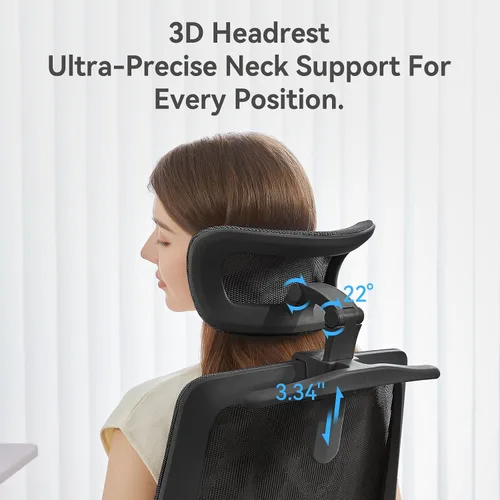 Vista 8 de M59AS Silla ergonómica de oficina, respaldo doble, soporte lumbar Negro
