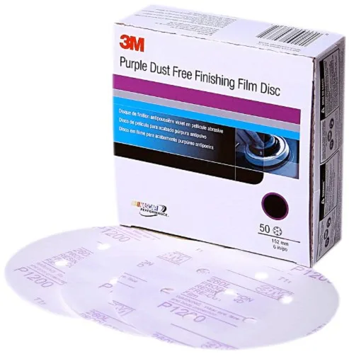 Vista 5 de Disco de película para acabado púrpura antipolvo, modelo P1 3769 de 6 pulgadas, de 3M, P600, 3