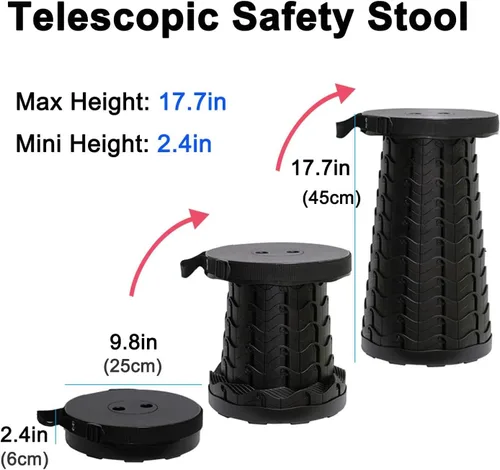 Vista 2 de N/ C Taburete plegable portátil Silla plegable telescópica Taburetes plegables ligeros portátiles para adultos (negro) UN03B06US1