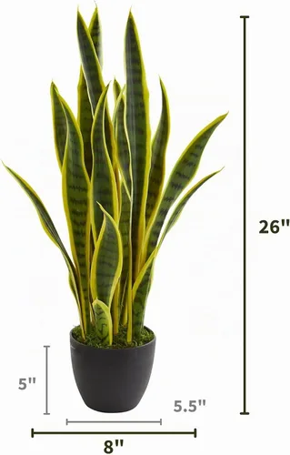 Vista 6 de Nearly Natural Sansevieria - Plantas artificiales de seda de 26 pulgadas, color verde