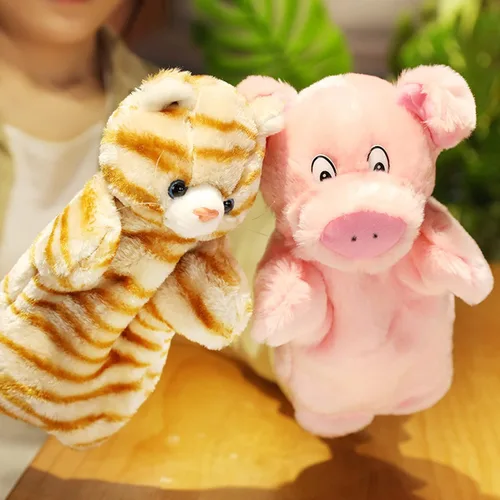 Vista 4 de Tiburones de mano de gato atigrado gatito peluche animales juguetes muñecas para niños imaginativo juego de simulación narración de cuentos
