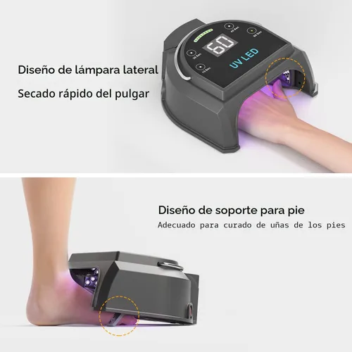 Vista 5 de Lámpara de uñas profesional inalámbrica LED UV de 80 W, luces UV para uñas con 45 perlas LED y batería recargable, secadora de uñas de gel LED