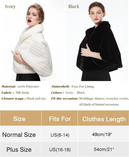 Vista 5 de BEAUTELICATE Chal de piel sintética para mujer, abrigo de piel suave para eventos de boda de invierno