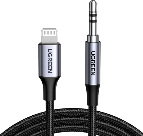 Vista 9 de UGREEN - Cable auxiliar para iPhone con certificado MFi Lightning a 0.138 in Cable de audio para automóvil 3.3FT, Nylon Braided, Aluminum Shell
