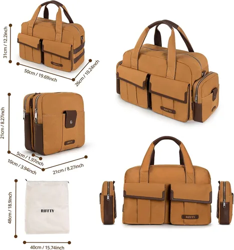 Vista 2 de Riffty Bolsa de lona para viajes, Coyote Brown, 3 en 1, 3 en 1