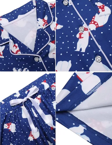 Vista 5 de Ekouaer - Conjunto de pijama de manga larga y botones, motivos navideños a juego para la familia, tallas de la S a la XXL