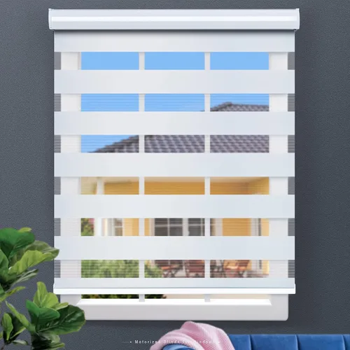 Vista 19 de Persianas motorizadas de cebra para ventanas, persianas inteligentes con control remoto, filtrado de luz, compatibles con Alexa Google Home