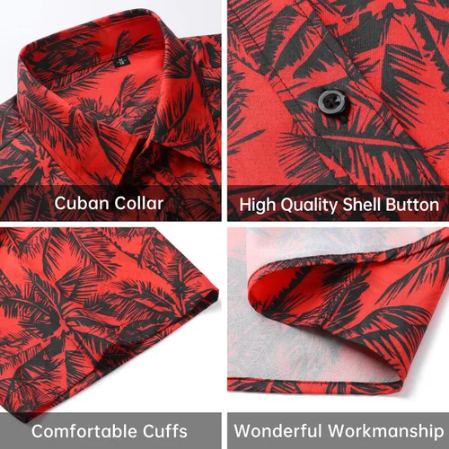 Vista 4 de Enlision - Camisa hawaiana para hombre de manga corta, casual, de verano, para la playa, Aloha, con botones, floral, tropical, de Hawái