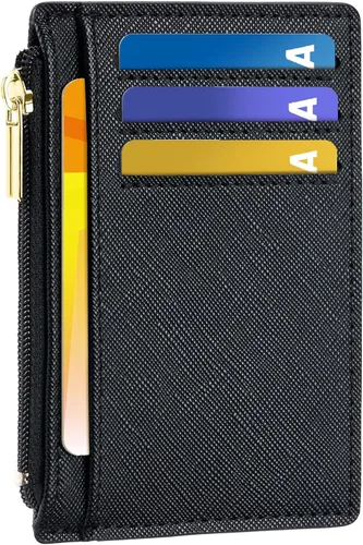 Vista 29 de Tipmile Tarjetero compacto para tarjetas de crédito con ventana de identificación para mujer, delgada y minimalista, bolsillo frontal, cartera