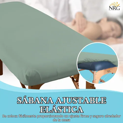 Vista 2 de NRG - Sábanas bajeras de franela de lujo para mesa de masaje, color salvia, 100% algodón cepillado doble, sábanas de peso medio, 200 hilos, elástico