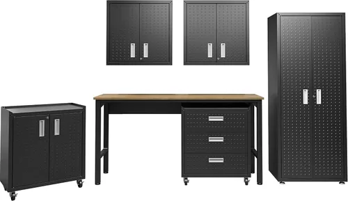 Vista 35 de Manhattan Comfort Fortress - Armario de almacenamiento flotante para garaje, negro/gris